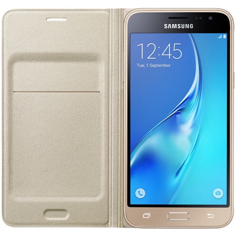 Husa Originala Samsung Galaxy J3 2016 J320 Flip Wallet Gold
