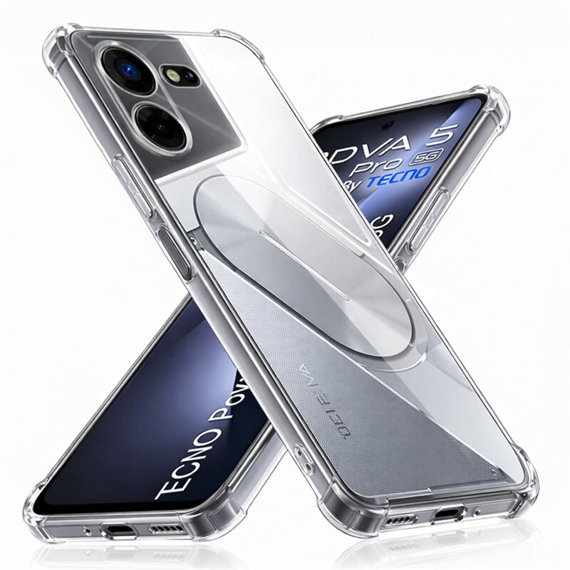 Husa Tecno Pova 5 Pro Techsuit Shockproof Clear Silicone, transparenta