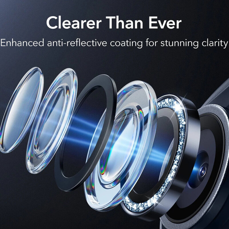 Folie sticla camera iPhone 14 Pro Max ESR Armorite Camera Lens Protectors, Blue Shimmer
