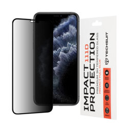 Folie sticla iPhone 11 Pro Max Techsuit 111D Privacy Full Glue, negru