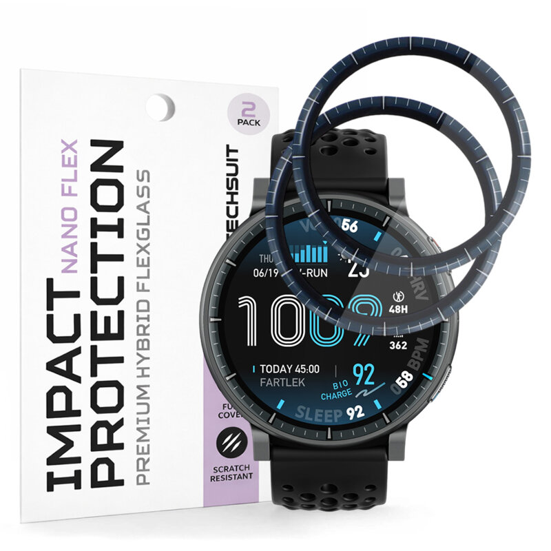 [Pachet 2x] Folie Amazfit Active Max Techsuit Nano Flex, negru