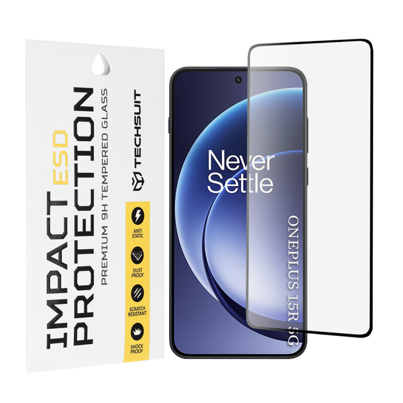 Folie sticla OnePlus 15R Techsuit ESD Glass, negru