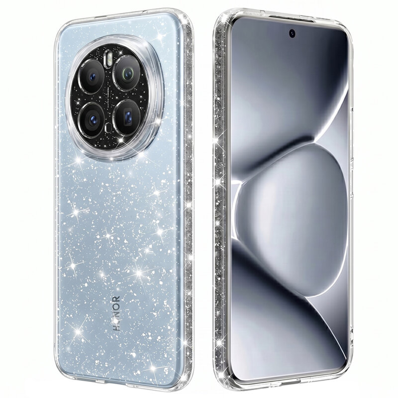 Husa sclipici Honor Magic7 Pro Techsuit SparkleSkin, transparenta