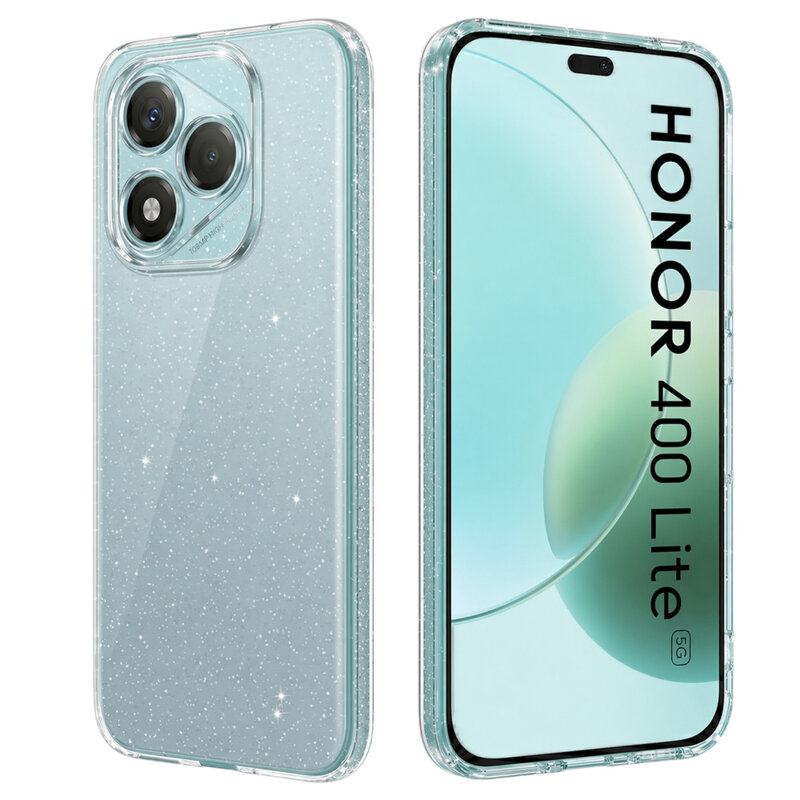 Husa sclipici Honor 400 Lite Techsuit SparkleSkin, transparenta