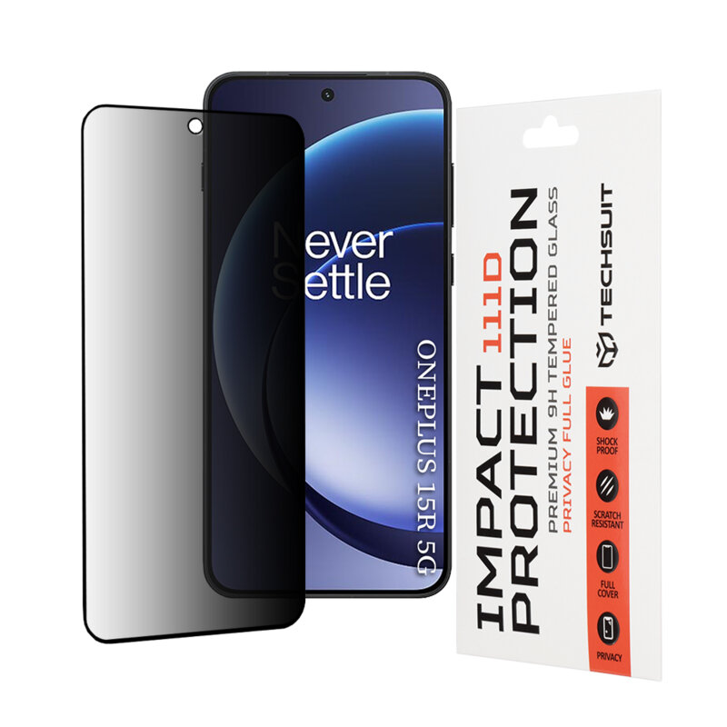 Folie sticla OnePlus 15R Techsuit 111D Privacy Full Glue, negru