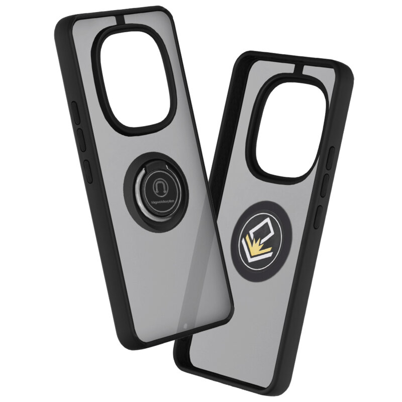 Husa Xiaomi Redmi Note 15 Pro 4G Techsuit Glinth cu inel suport stand magnetic, negru