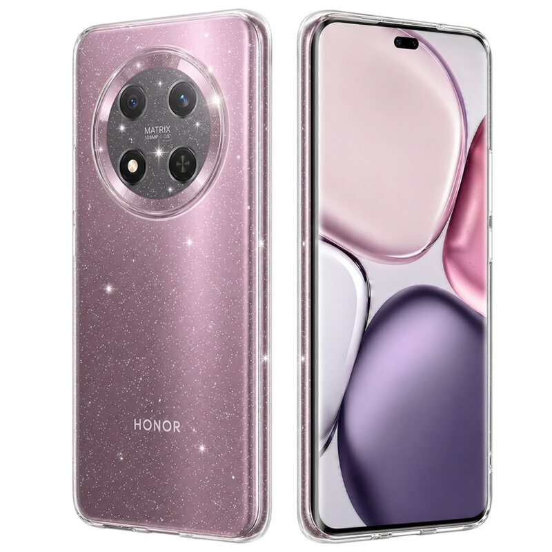 Husa sclipici Honor Magic7 Lite Techsuit SparkleSkin, transparenta