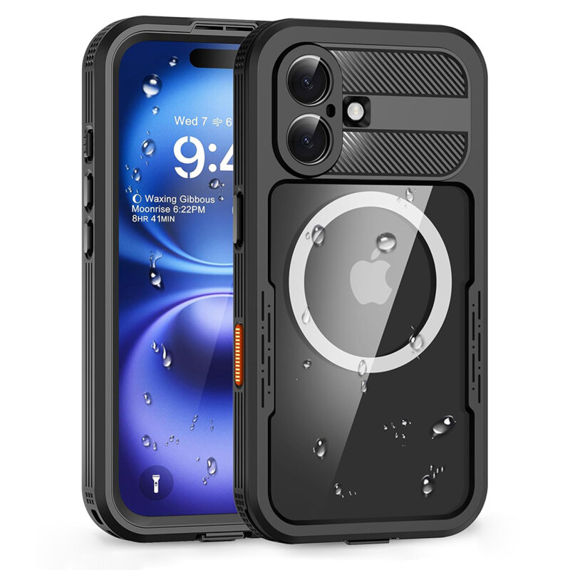 Husa impermeabila iPhone 16 ShellBox Waterproof IP68, negru
