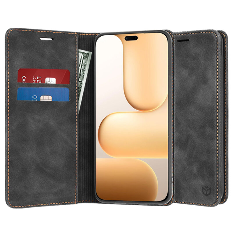 Husa piele Honor 600 Lite Techsuit Confy Cover, negru