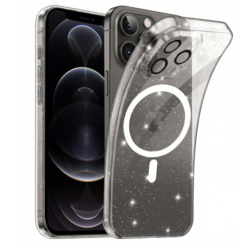 Husa sclipici iPhone 12 Pro Techsuit SparkleSkin MagSafe, transparenta