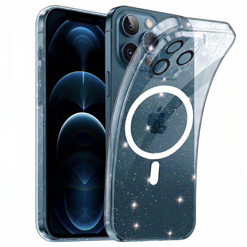 Husa sclipici iPhone 12 Pro Max Techsuit SparkleSkin MagSafe, transparenta
