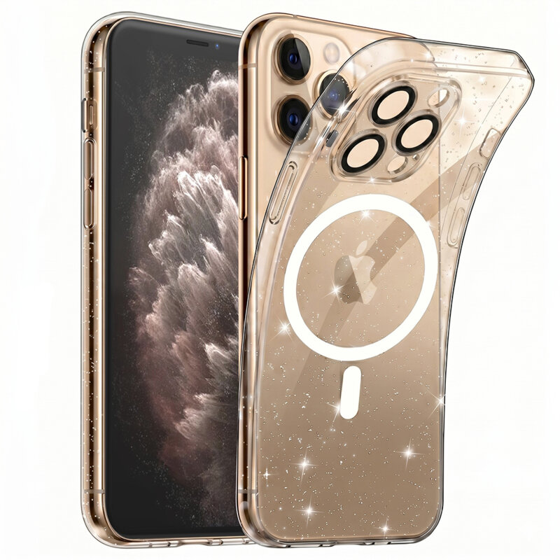 Husa sclipici iPhone 11 Pro Techsuit SparkleSkin MagSafe, transparenta