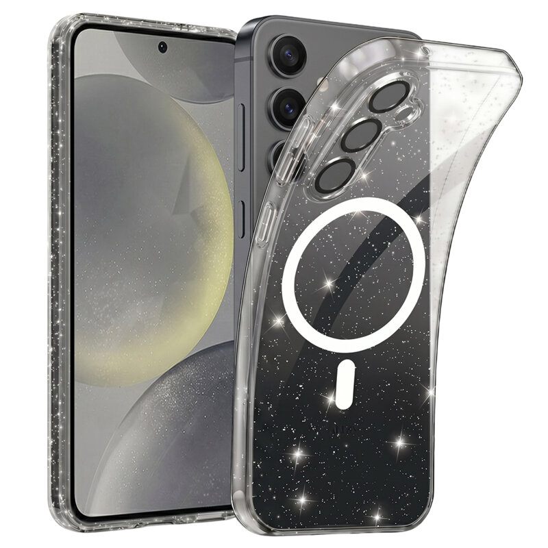 Husa sclipici Samsung Galaxy S24 Techsuit SparkleSkin MagSafe, transparenta