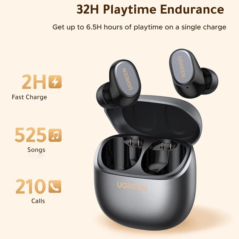Casti TWS Bluetooth 6.0 cu microfon, ENC Ugreen Dots, negru, 75628