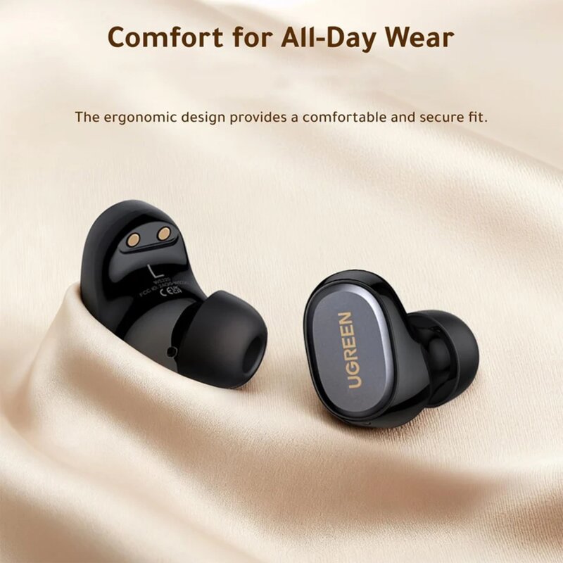 Casti TWS Bluetooth 6.0 cu microfon, ENC Ugreen Dots, negru, 75628