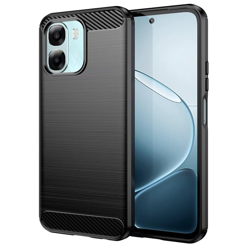 Husa Oppo A6x 4G Techsuit Carbon Silicone, negru