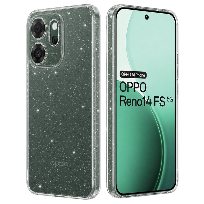 Husa sclipici Oppo Reno14 FS 5G Techsuit SparkleSkin, transparenta