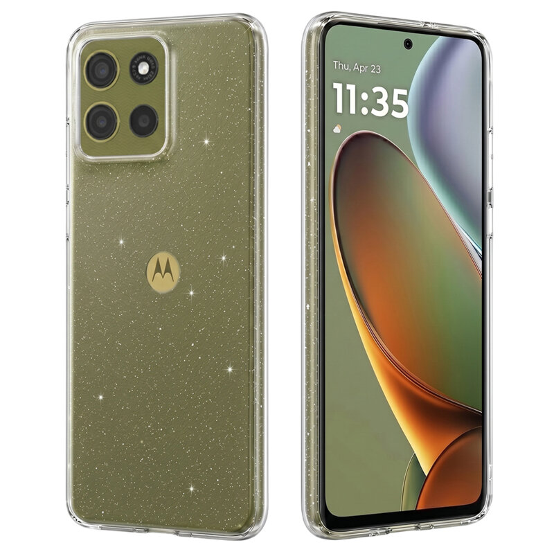 Husa sclipici Motorola Moto G15 Power Techsuit SparkleSkin, transparenta