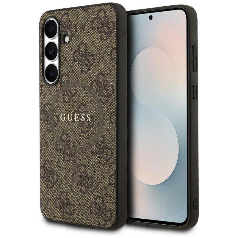 Husa originala Guess Samsung Galaxy S25 FE Hardcase 4G Ring Classic Logo MagSafe, maro, GUHMS25FEG4GFRW