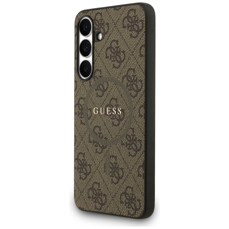 Husa originala Guess Samsung Galaxy S25 FE Hardcase 4G Ring Classic Logo MagSafe, maro, GUHMS25FEG4GFRW