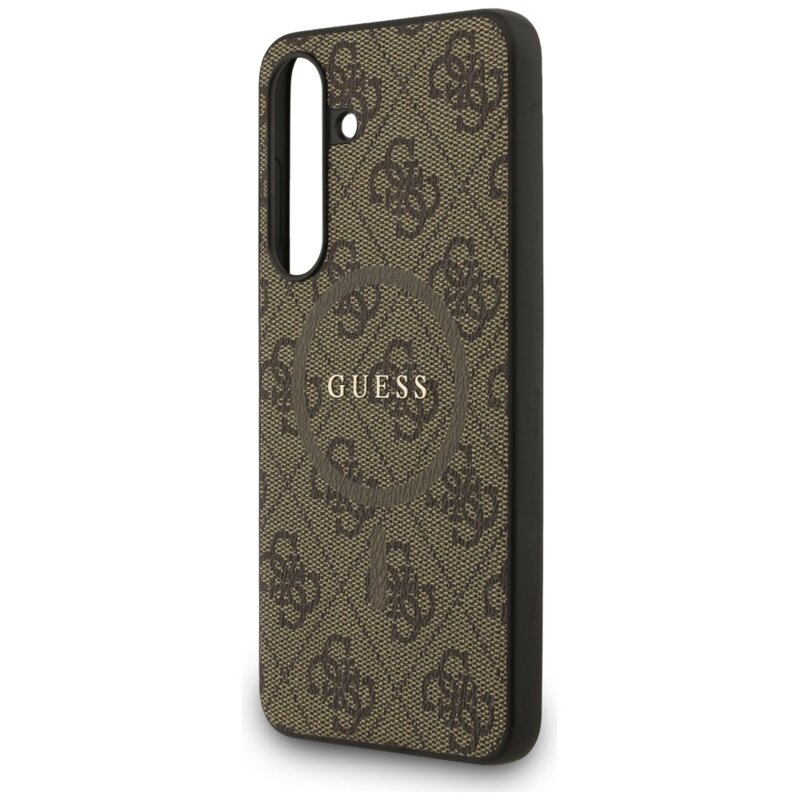 Husa originala Guess Samsung Galaxy S25 FE Hardcase 4G Ring Classic Logo MagSafe, maro, GUHMS25FEG4GFRW