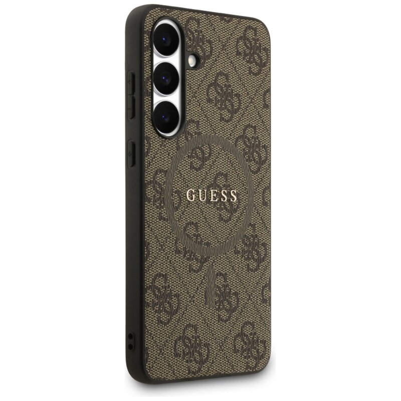 Husa originala Guess Samsung Galaxy S25 FE Hardcase 4G Ring Classic Logo MagSafe, maro, GUHMS25FEG4GFRW