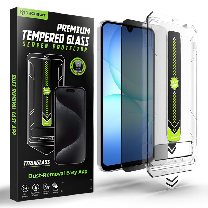 [Pachet 2x] Folie Samsung Galaxy A17 4G, deblocare prin amprenta, Techsuit TitanGlass CrystalHD, privacy