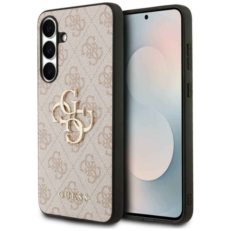 Husa originala Guess Samsung Galaxy S25 FE Leather 4G Metal Logo, roz, GUHCS25FE4GMGPI