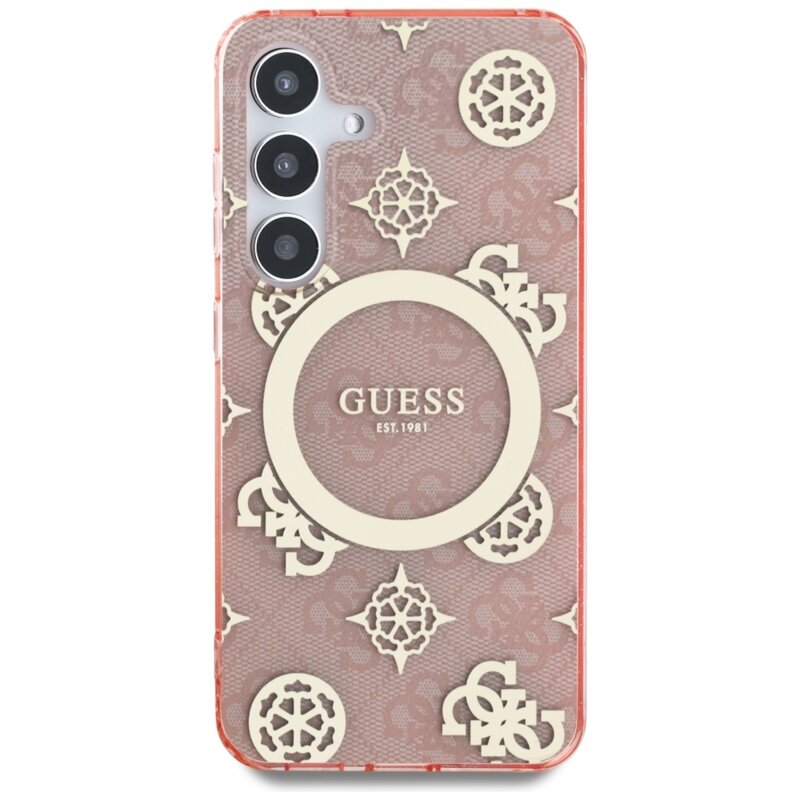 Husa Samsung Galaxy S25 originala Guess IML Peony On 4G Background MagSafe, roz, GUHMS25SH4PYEEP