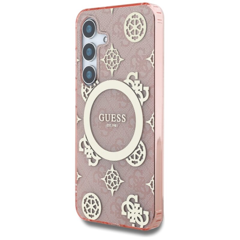 Husa Samsung Galaxy S25 originala Guess IML Peony On 4G Background MagSafe, roz, GUHMS25SH4PYEEP