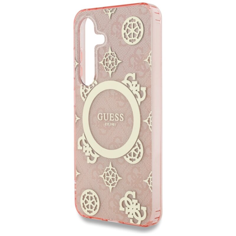 Husa Samsung Galaxy S25 originala Guess IML Peony On 4G Background MagSafe, roz, GUHMS25SH4PYEEP