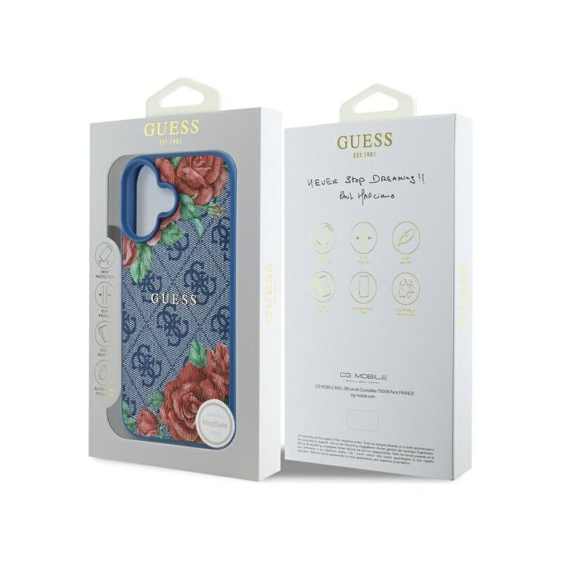 Husa originala Guess iPhone 16 Hardcase 4G, albastru, GUHMP16SP4ROPEMCB