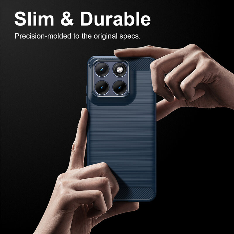 Husa Motorola Edge 70 Fusion Techsuit Carbon Silicone, albastru