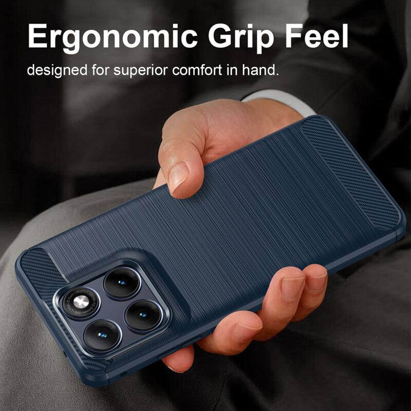 Husa Motorola Edge 70 Fusion Techsuit Carbon Silicone, albastru