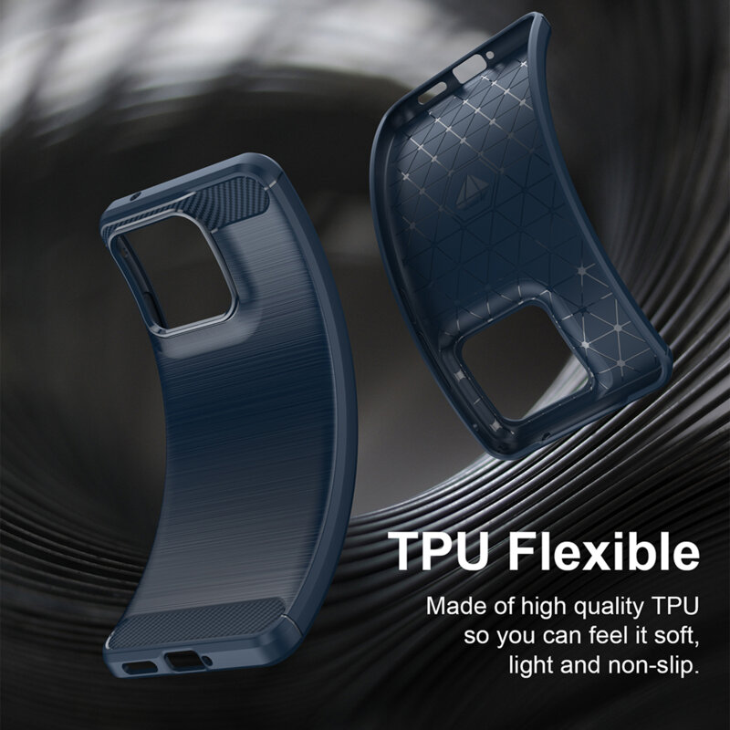 Husa Motorola Edge 70 Fusion Techsuit Carbon Silicone, albastru
