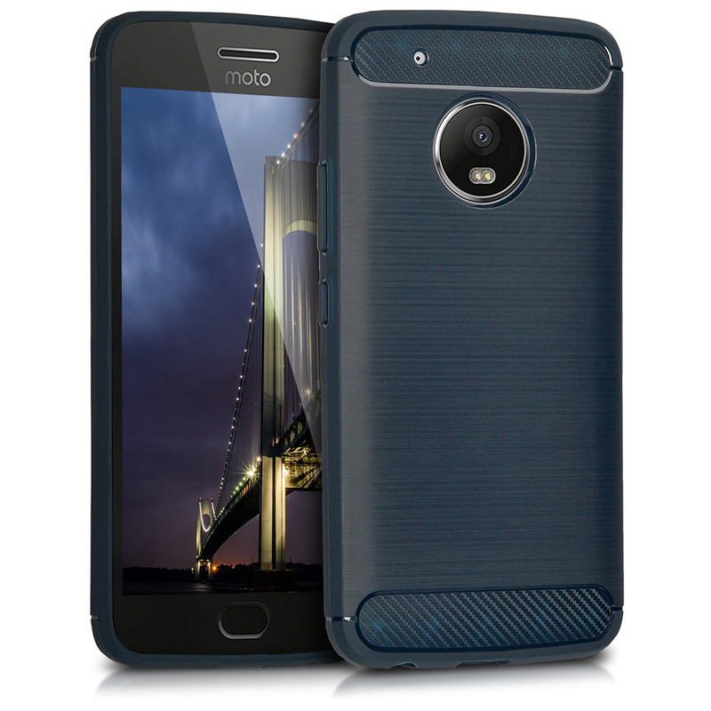 Husa Motorola Moto G5 Plus TPU Carbon Albastru