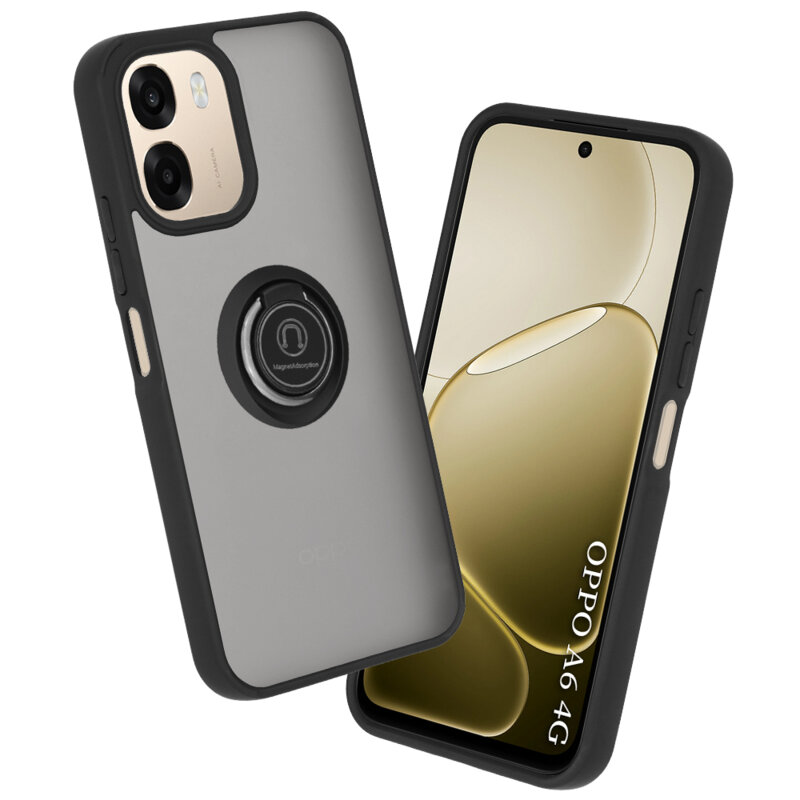 Husa Oppo A6 4G Techsuit Glinth cu inel suport stand magnetic, negru