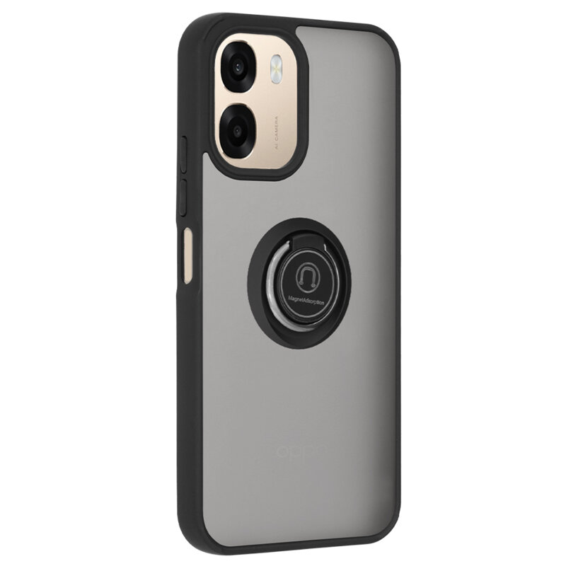 Husa Oppo A6 4G Techsuit Glinth cu inel suport stand magnetic, negru