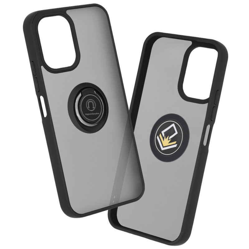 Husa Oppo A6 4G Techsuit Glinth cu inel suport stand magnetic, negru