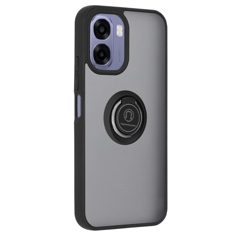 Husa OPPO A6k 4G Techsuit Glinth cu inel suport stand magnetic, negru