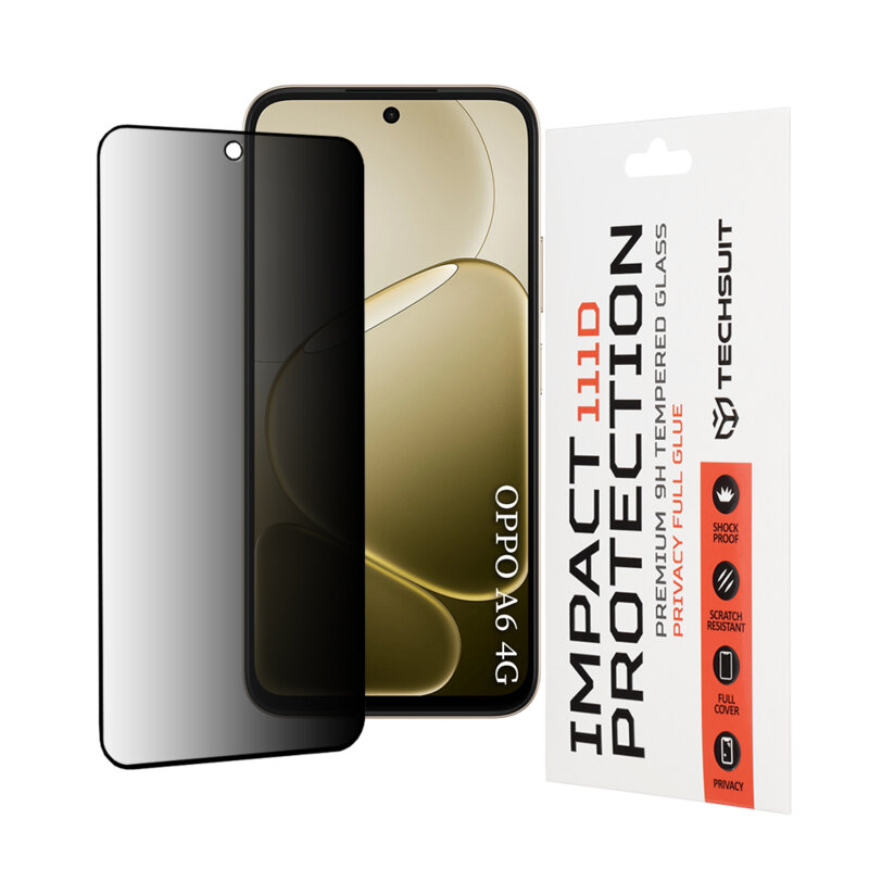 Folie sticla Oppo A6k 4G Techsuit 111D Privacy Full Glue, negru