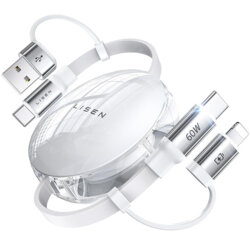Cablu de date 4in1 60W USB/Type-C la USB-C/Lightning Lisen, 1m, alb