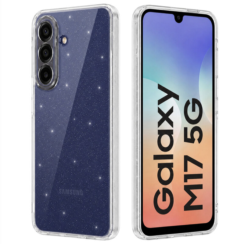 Husa sclipici Samsung Galaxy M17 Techsuit SparkleSkin, transparenta