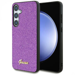 Husa Guess Glitter Script Samsung Galaxy S24 cu sclipici, mov, GUHCS24SHGGSHU