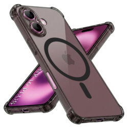 Husa iPhone 16 Plus Techsuit Shockproof Clear Silicone MagSafe, fumuriu