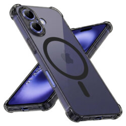 Husa iPhone 16 Techsuit Shockproof Clear Silicone MagSafe, fumuriu