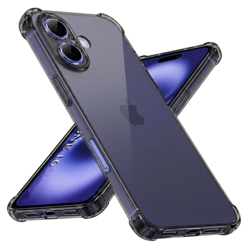Husa iPhone 16 Techsuit Shockproof Clear Silicone, fumuriu