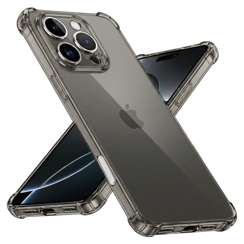 Husa iPhone 16 Pro Techsuit Shockproof Clear Silicone, fumuriu