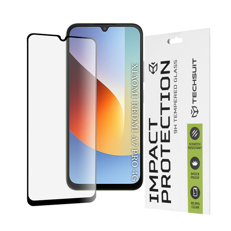 Folie sticla Xiaomi Redmi A7 Pro 4G Techsuit 111D Full Glue Full Cover, negru