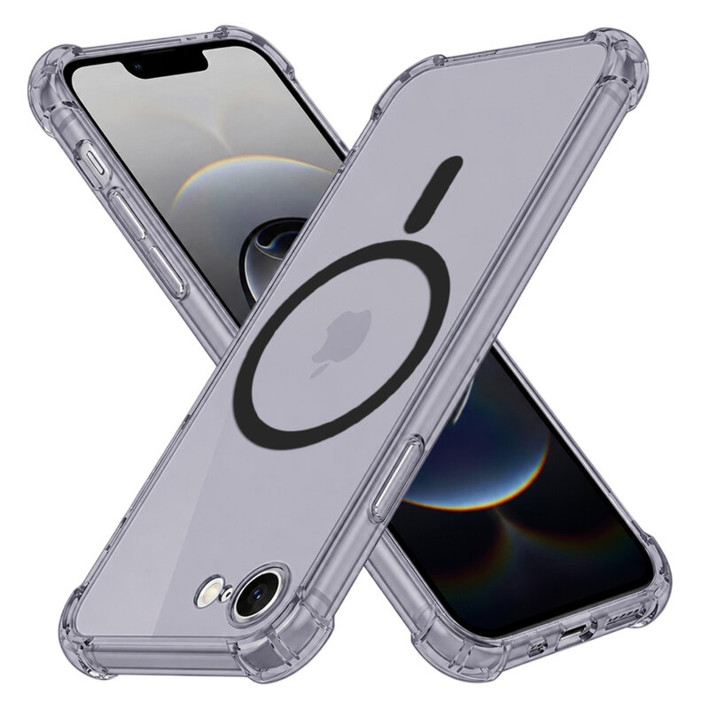 Husa iPhone 16e Techsuit Shockproof Clear Silicone MagSafe, fumuriu
